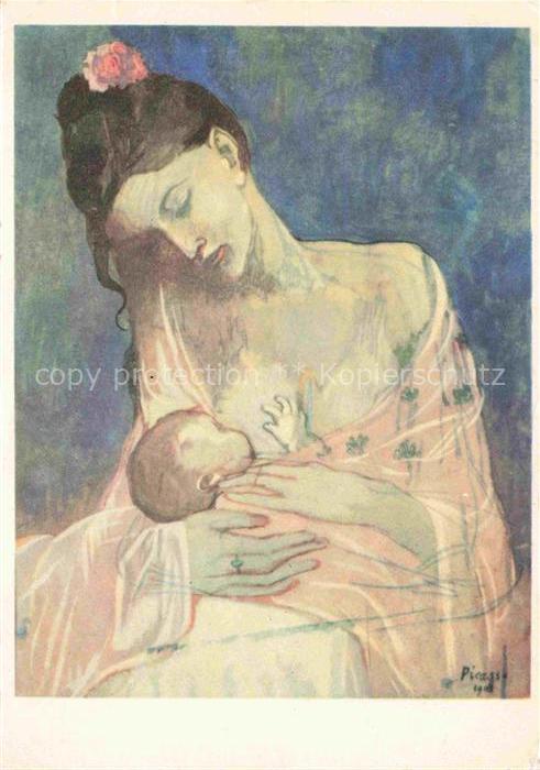 PICAssO Pablo (1881-1973) Kuenstlerkarte Maternite Mutterschaft Kind