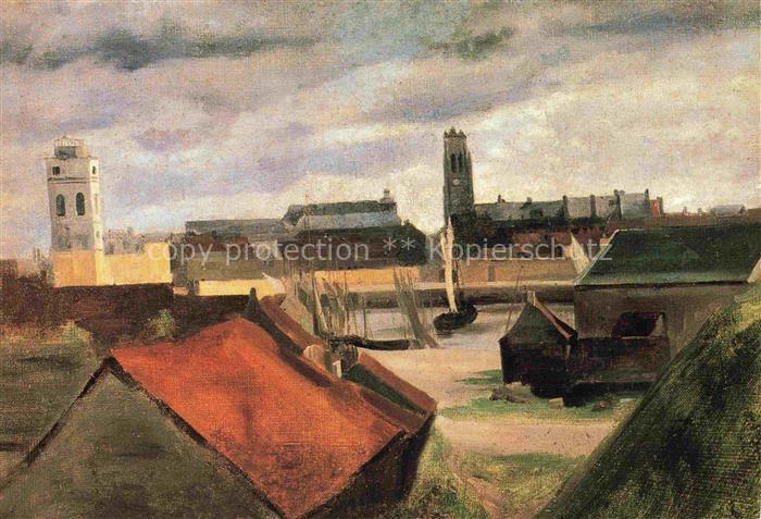COROT Jean-Baptiste Camille (1796-1875) Kuenstlerkarte les Tours de Dunkerque