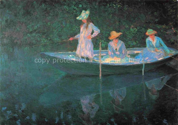 MONET Claude-Oscar (1840-1926) Kuenstlerkarte Barques a Giverny Boot