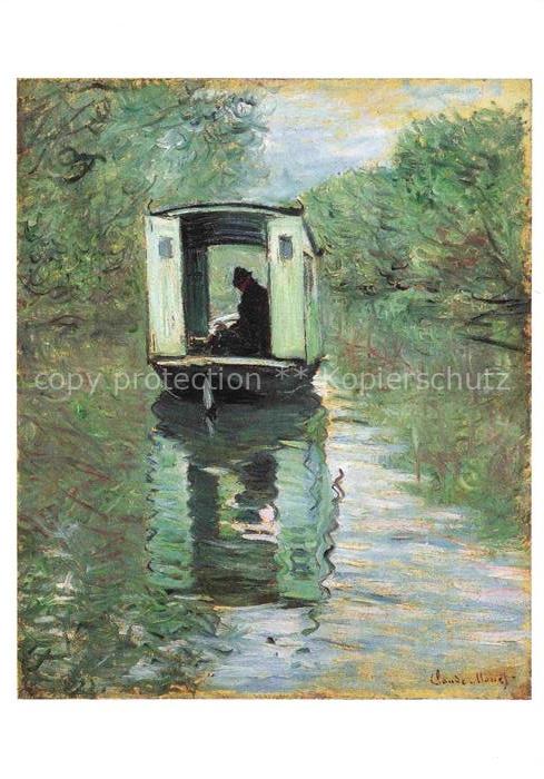 MONET Claude-Oscar (1840-1926) Kuenstlerkarte Bateau atelier Boot