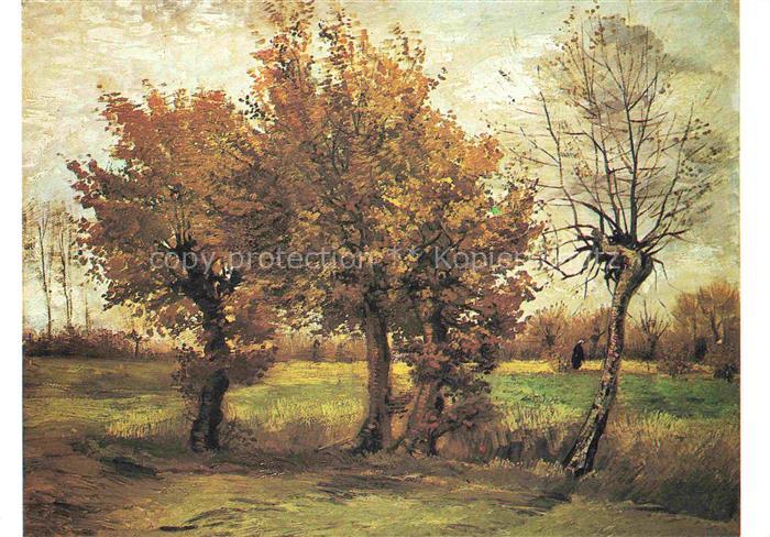 GOGH van Vincent (1853-1890) Kuenstlerkarte autumn landscape baeume Herbst