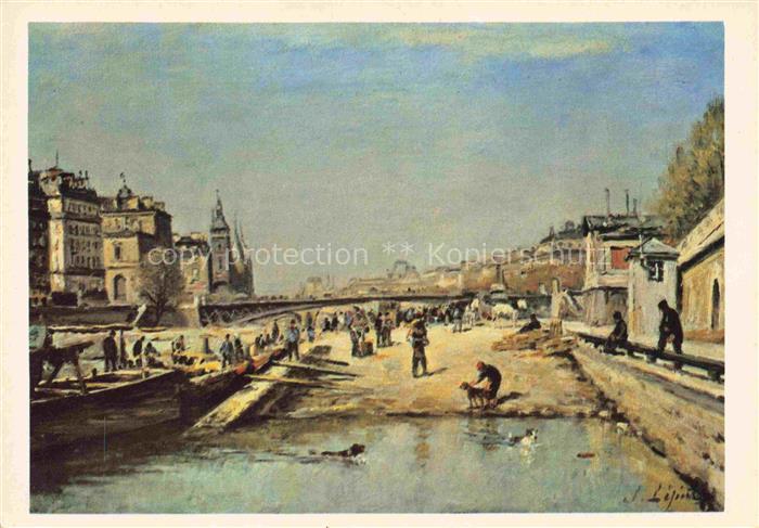 LEPINE Stanislas (1836-1892) Kuenstlerkarte Musée Reims Quai aux Fleurs