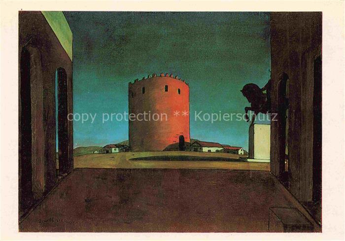 CHIRICO Giorgio de Kuenstlerkarte la Tour Rouge Red Towers Venice