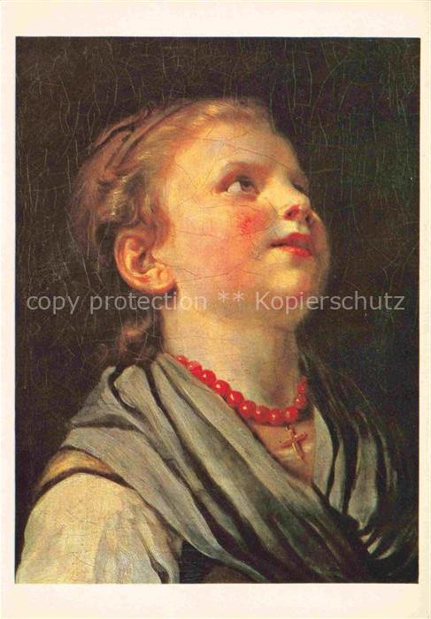GREUZE Jean-Baptiste (1725-1805) Kuenstlerkarte Jeune Fille Maedchen Bourges Mus