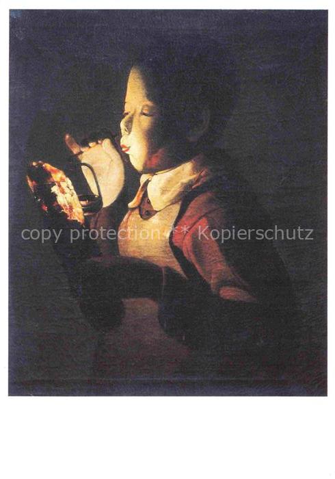 TOUR LA Georges (1593-1652) Kuenstlerkarte Souffleur a la Lampe Granville Avigno