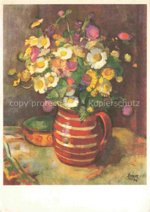 ERNST O. Kuenstlerkarte Aarau  Bauernstrauss Bouquet de Fleurs rustique