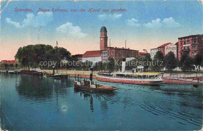 Spandau BERLIN Neues Rathaus von der Havel gesehen Feldpost