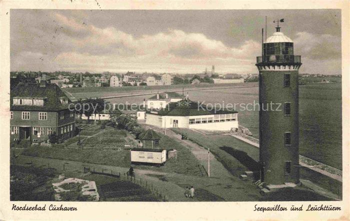 CUXHAVEN Nordseebad Seepavillon und Leuchtturm