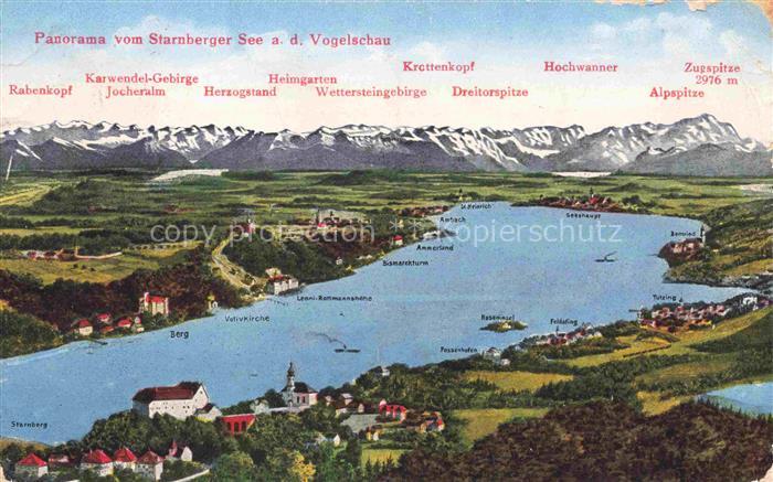 Starnbergersee Starnberg Bayern Panoramakarte