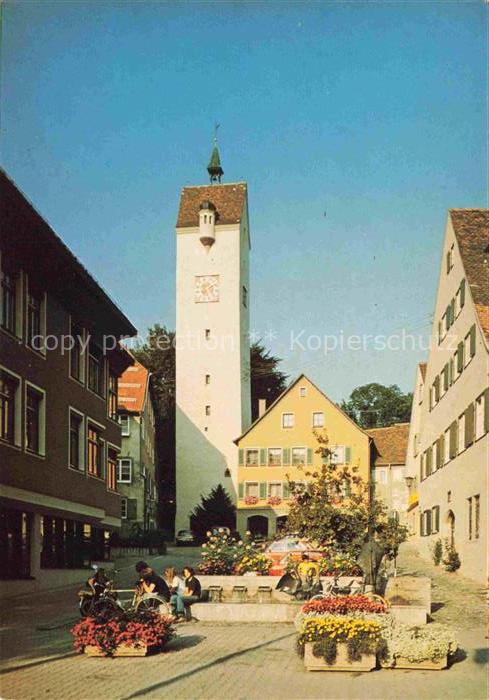 Leutkirch Gaenseliesel Brunnen mit Bockturm