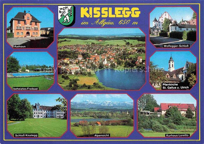 Kisslegg Rathaus Freibad Schloss Kissleg Fliegeraufnahme Alpensicht Wolfegger Sc