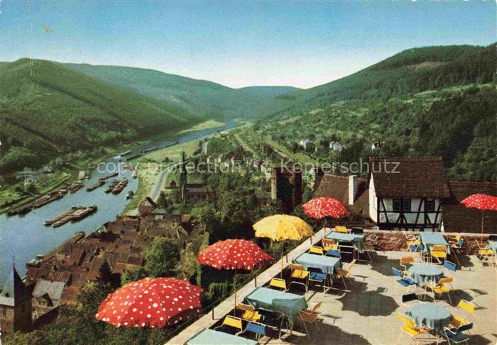 Hirschhorn Neckar Hessen Schloss Hotel auf der Burg Panorama