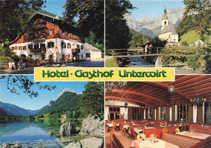 RAMSAU  Berchtesgaden Bayern Hotel Gasthof Unterwirt Kirche Gastraum Fluss