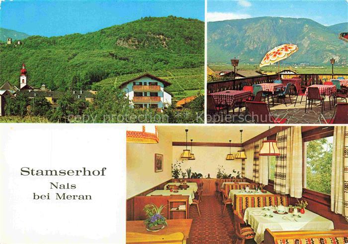 Nals Nalles Suedtirol IT Stanserhof Gastraum Terrasse