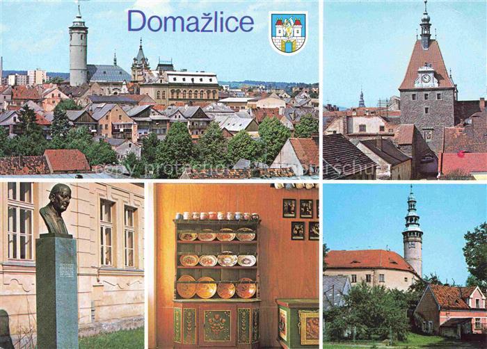 Domazlice Domazlic Taus Plzen CZ Celkovy pohled Dolni brana na namesti Busta Jin