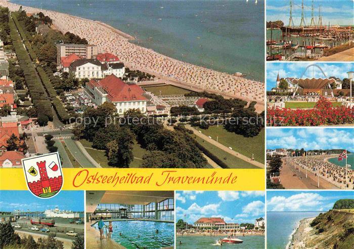 TRAVEMueNDE Ostseebad Fliegeraufnahme Strandpartien Hafen Kurkonzert Hallenbad S