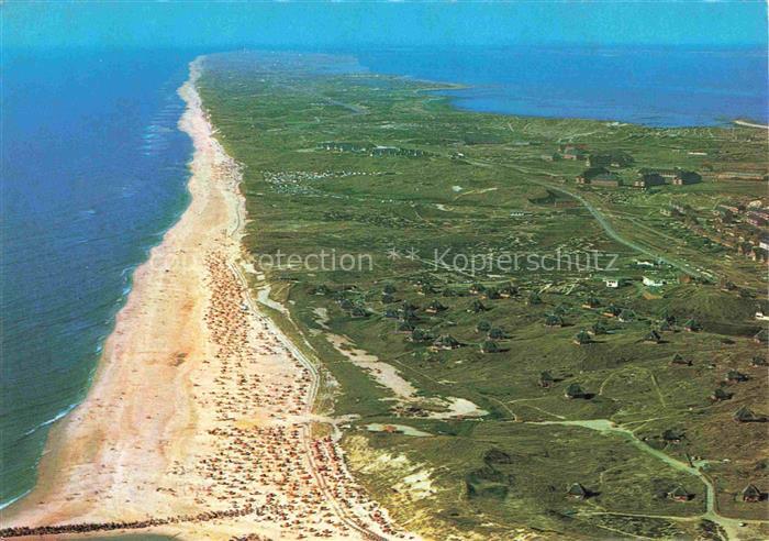 Hoernum Sylt Strand mit Kersigsiedlung Fliegeraufnahme