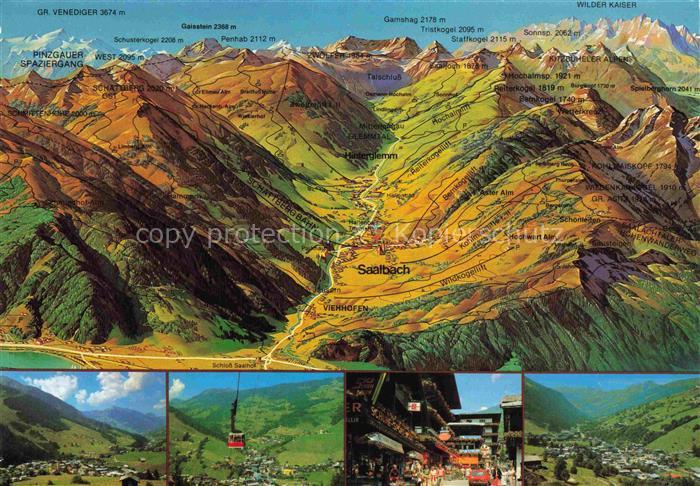 Saalbach -Hinterglemm Pinzgau-Pongau AT Panoramakarte Saalbach Schattberg Seilba