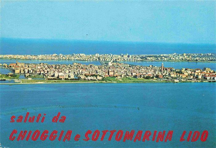 CHIOGGIA VENEZIA Venedig Venice Venise IT e Sottomarina Lido Fliegeraufnahme