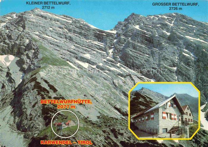 Bettelwurfhuette 2250m Hall Tirol AT mit Kleiner und Grosser Bettelwurf Fliegera