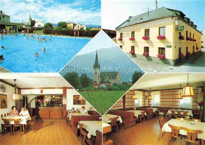 Weisskirchen Steiermark AT Gasthof Altes Mauthaus Gastraeume Kirche Schwimmbad