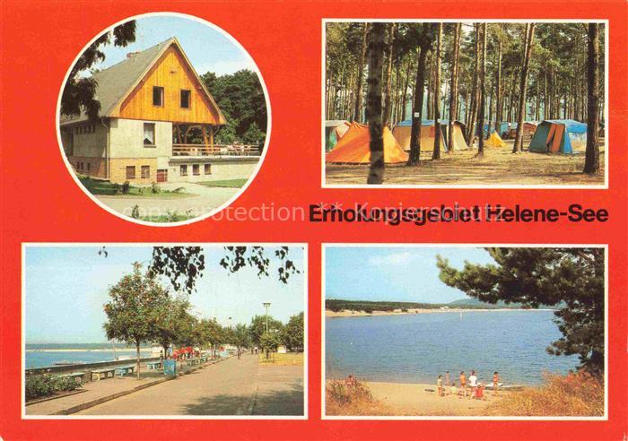Lossow HO Gaststaette Forsthaus Zeltplatz Strandpromenade Blick zum Helene See