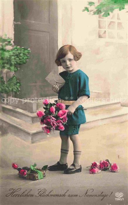 Foto EAS Nr. 7360/1 Namenstag Kind Brief Rosen