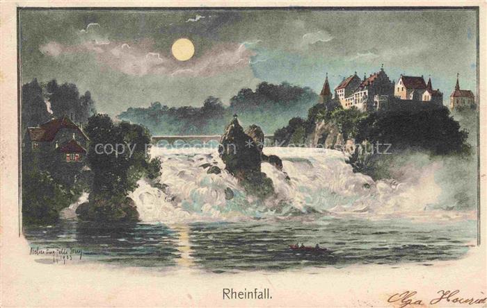 FELLE Eugen (1869-1934) Kuenstlerkarte Rheinfall