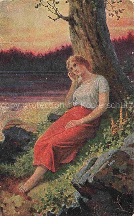 LIEBSCHER Ad. Prof Kuenstlerkarte Die Verlassene