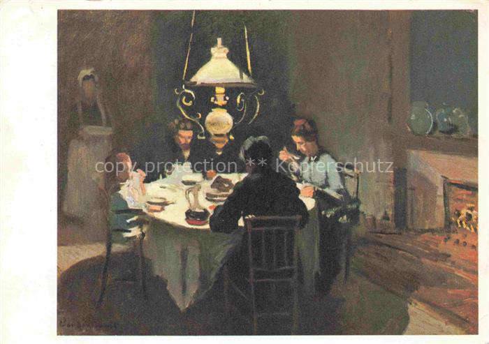 MONET Claude-Oscar (1840-1926) Kuenstlerkarte Abendessen bei Sisley