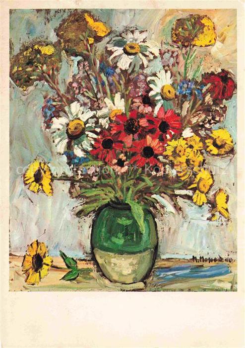 MONOD Mireille Lausanne Kuenstlerkarte Sommerblumen