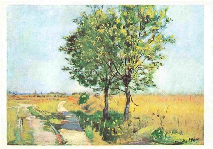 HODLER Ferdinand (1853-1918) Kuenstlerkarte Weidenbaeume