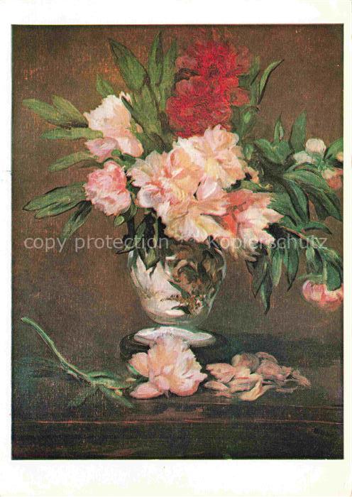 MANET Edouard (1832-1883) Kuenstlerkarte Vase mit Pfingstrosen