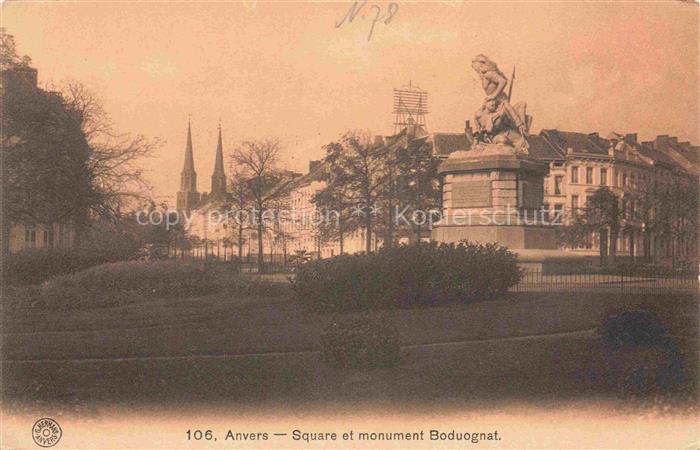 ANVERS Antwerpen Square et monument Boduognat
