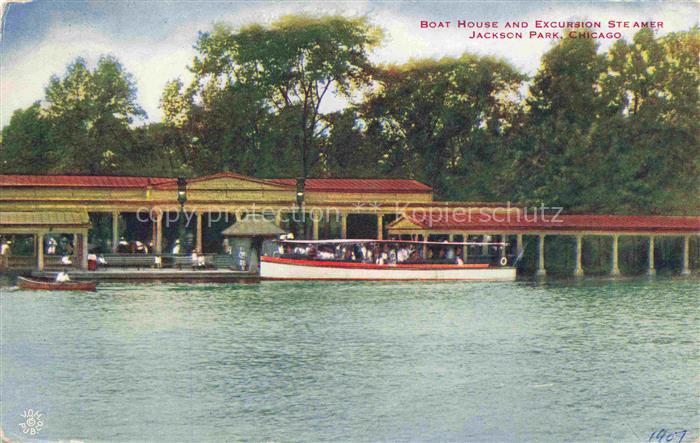CHICAGO Illinois USA Boat House and Excursion Steamer Jackson Park
