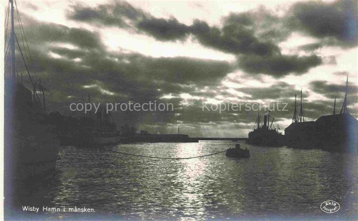 Wisby Visby Hamn i maensken Hafen Abendstimmung