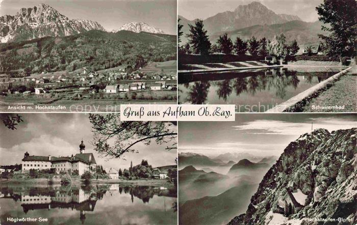 Aufham Anger Ansicht mit Hohenstaufen Schwimmbad Hoeglwoerther See Gebirgspanora