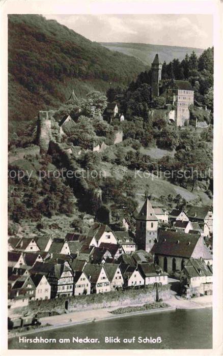 Hirschhorn Neckar Hessen Panorama Blick auf das Schloss