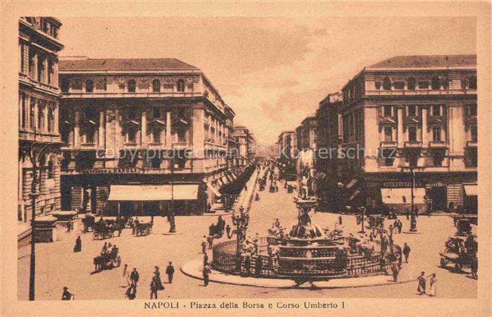 NAPOLI Neapel Naples IT Piazza della Borsa e Corso Umberto I Fontana