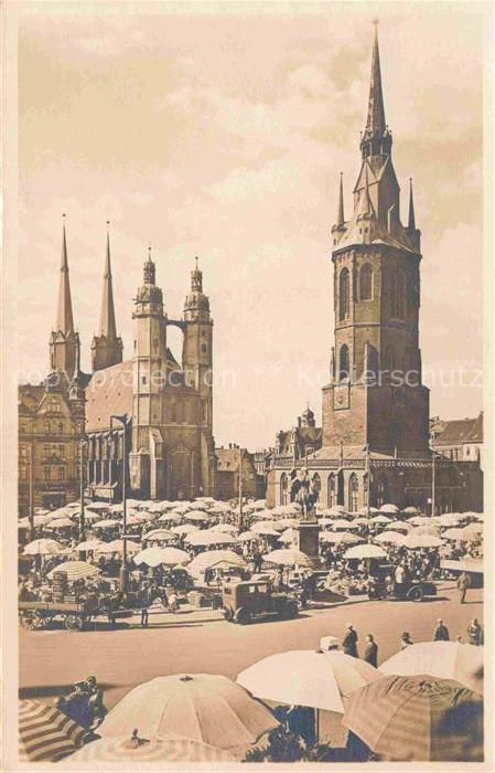 Halle Saale Marktplatz Kirche Roter Turm Haendel-Denkmal