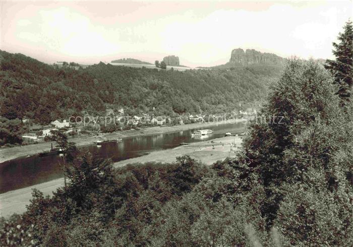 Postelwitz Bad Schandau Sachsen Panorama mit Schrammsteinen
