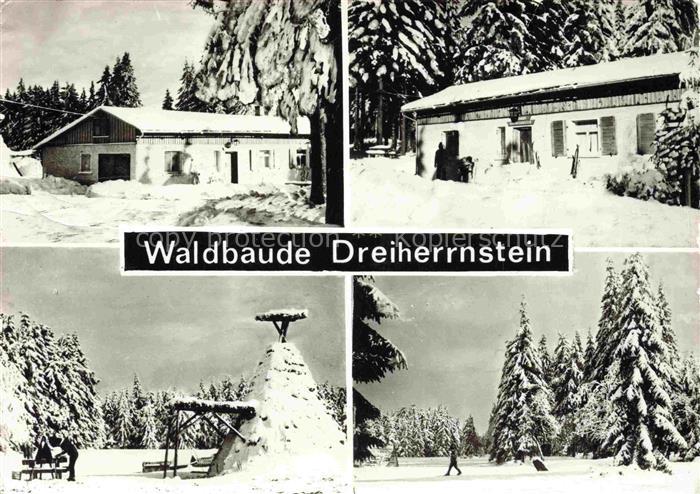 Neustadt Rennsteig Thueringen Waldbaude Dreiherrnstein Winterlandschaft