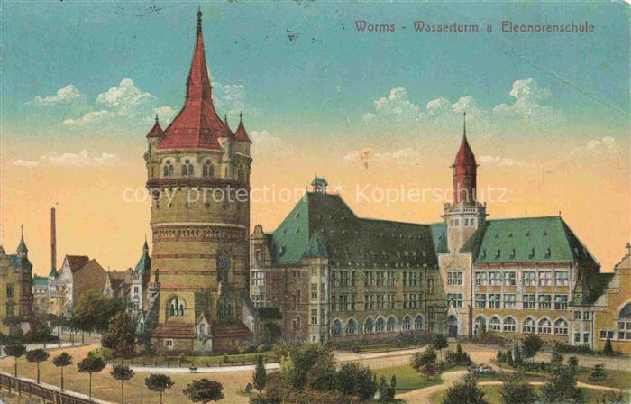 WORMS Rhein Wasserturm und Eleonorenschule