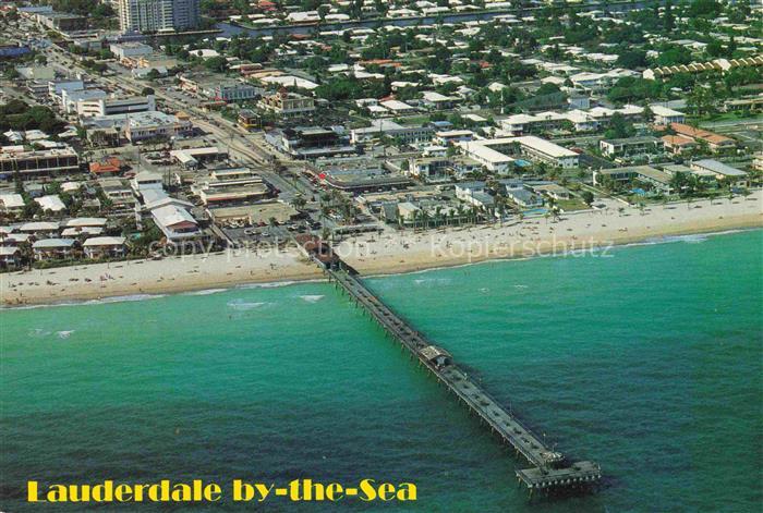Lauderdale-by-the-Sea Florida USA Aerial View of Pier and Shops