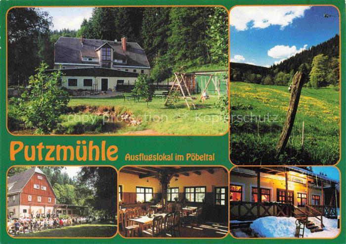 Oberpoebel Schmiedeberg Sachsen Ausflugslokal Putzmuehle Gastraum Panorama Garte