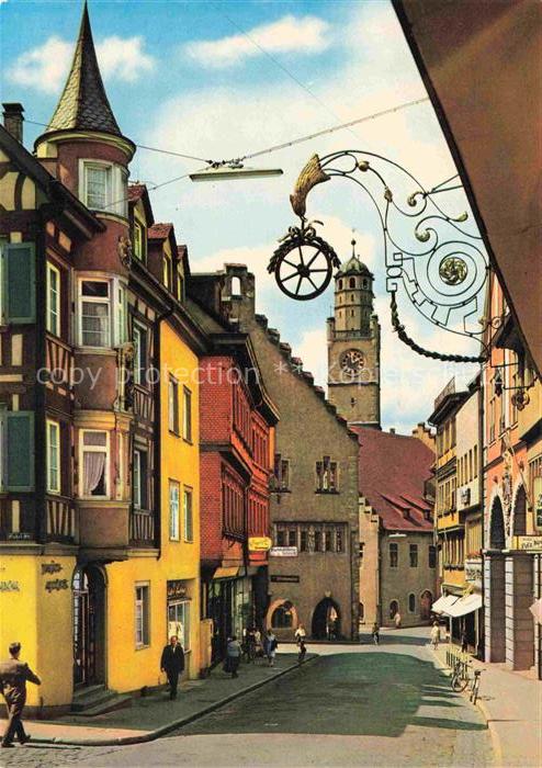 RAVENSBURG  Wuerttemberg BW Marktstrasse mit Blaeserturm