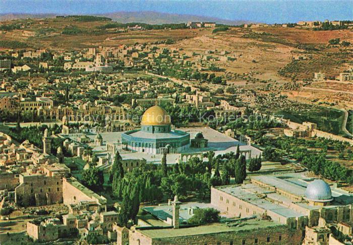 Jerusalem  Yerushalayim Israel Temple area from the air Foreground Wailing Wall