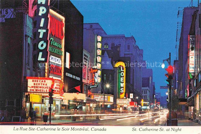 MONTREAL  QUEBEC Canada La Rue Ste Catherine Soir Night