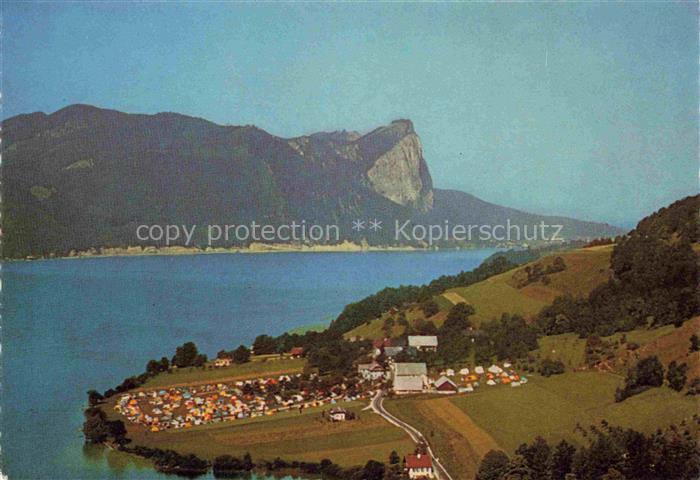 Mondsee Salzkammergut Oberoesterreich AT Campingplatz Werner Fliegeraufnahme mit