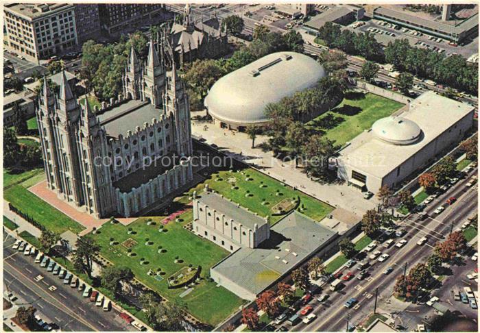 Salt Lake City Utah USA Air view of Temple Square